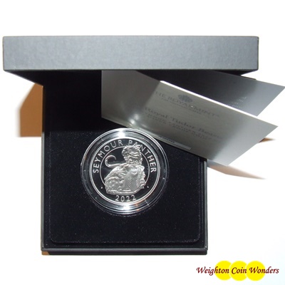 (image for) 2022 1oz Silver Proof Coin - Royal Tudor Beasts - SEYMOUR PANTHER
